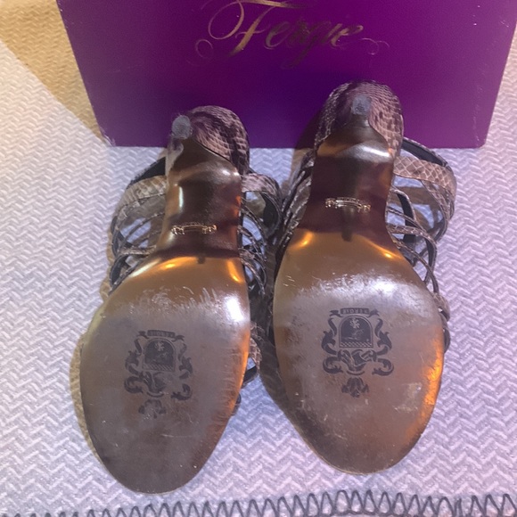 Fergie worn once gray vegan snake strap high heel sandal - Picture 3 of 3